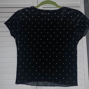 Velvet crop top with white polka dots